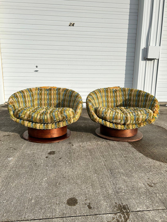 Pair of Mcm Swivel Egg Chairs