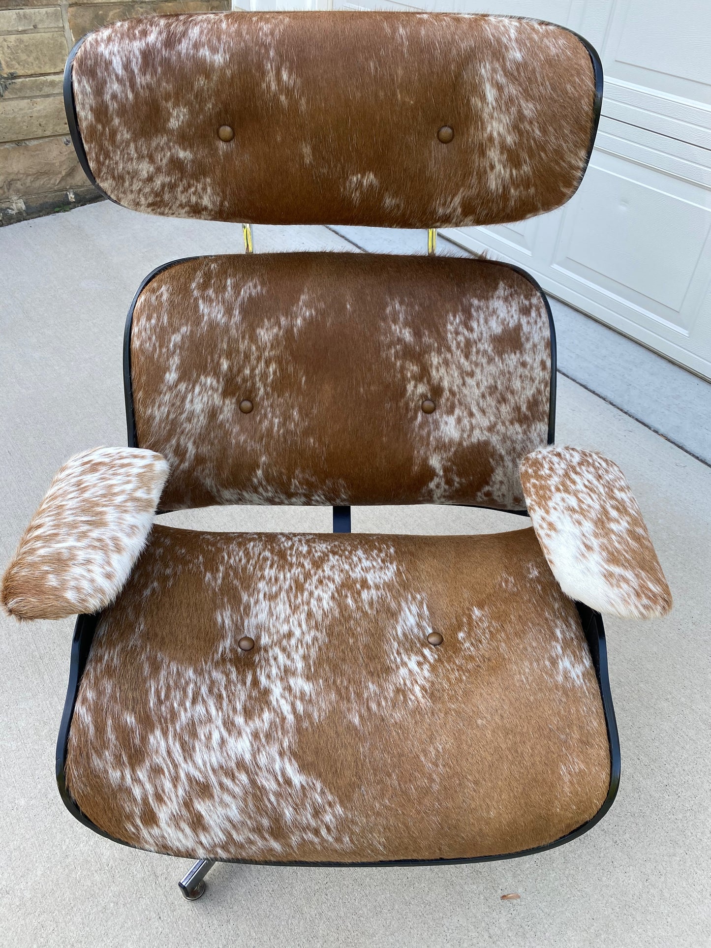 Reupholstered Mcm Eames Seling "Style" Lounge Chair Set in Cowhide