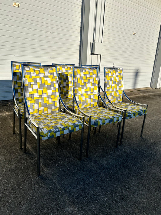 Milo Baughman Style (6) Chrome Dining Chairs
