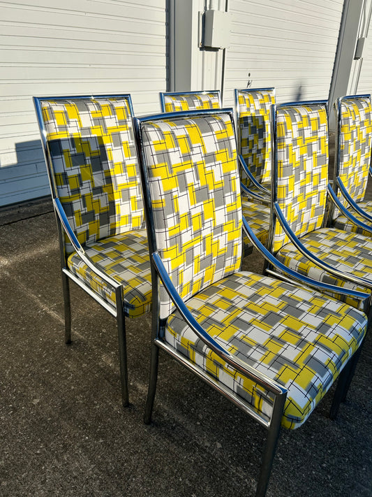 Milo Baughman Style (6) Chrome Dining Chairs