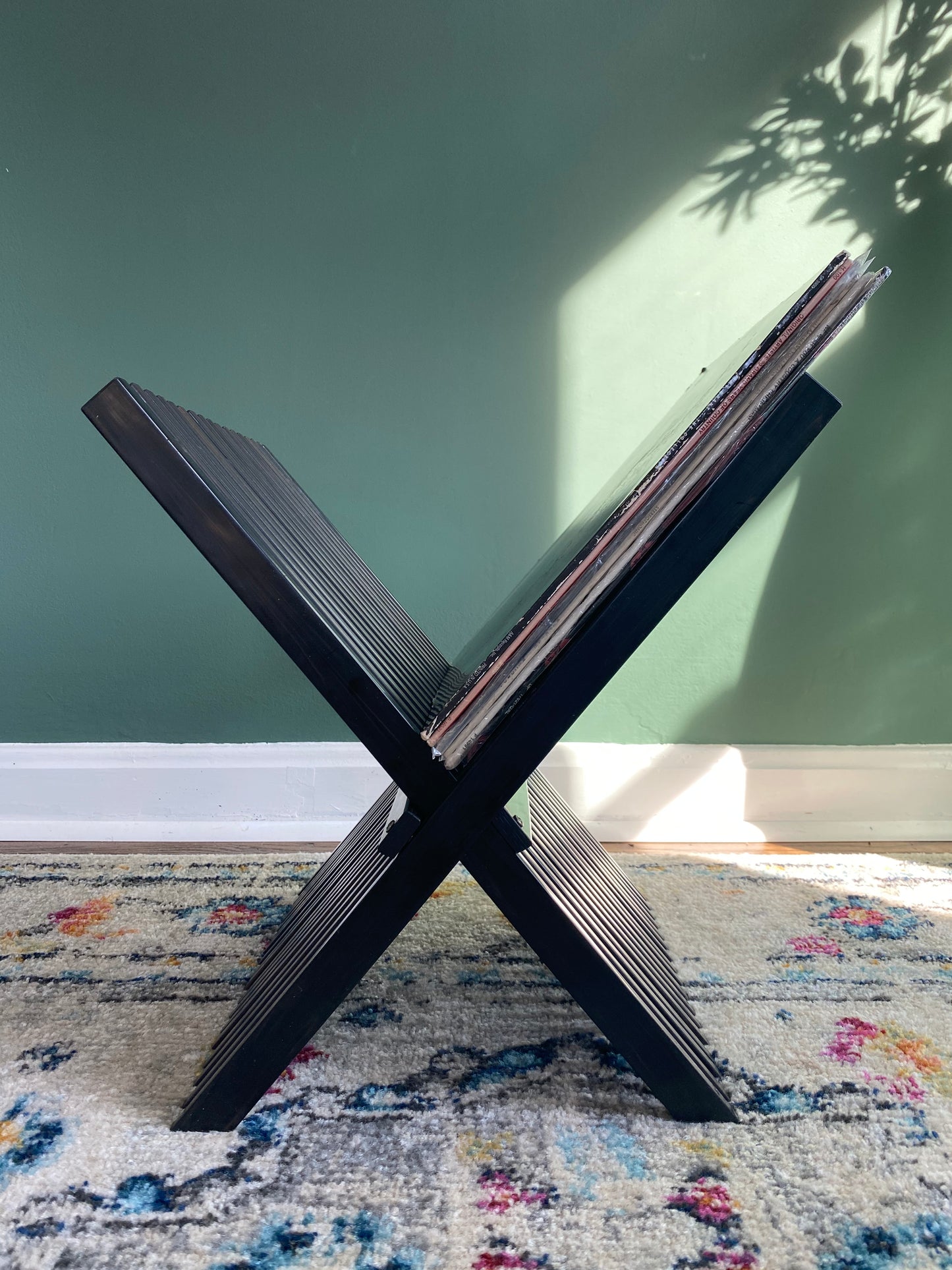 Mid Century Modern Black Acrylic Foldable Magazine Rack