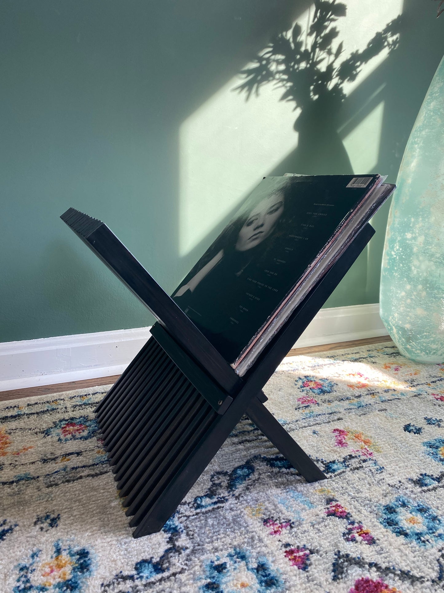 Mid Century Modern Black Acrylic Foldable Magazine Rack