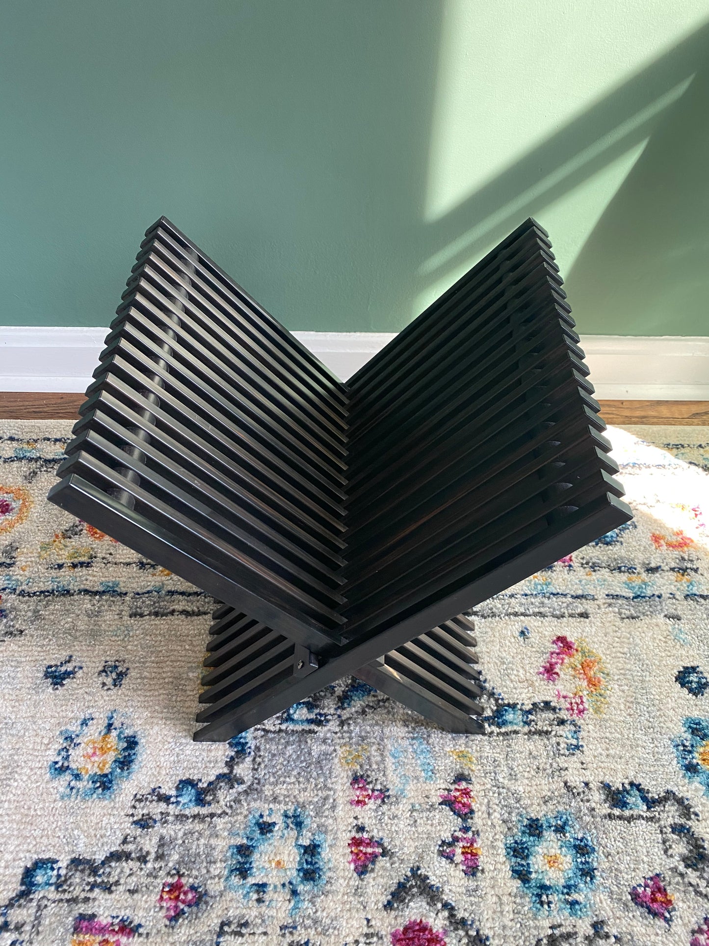 Mid Century Modern Black Acrylic Foldable Magazine Rack