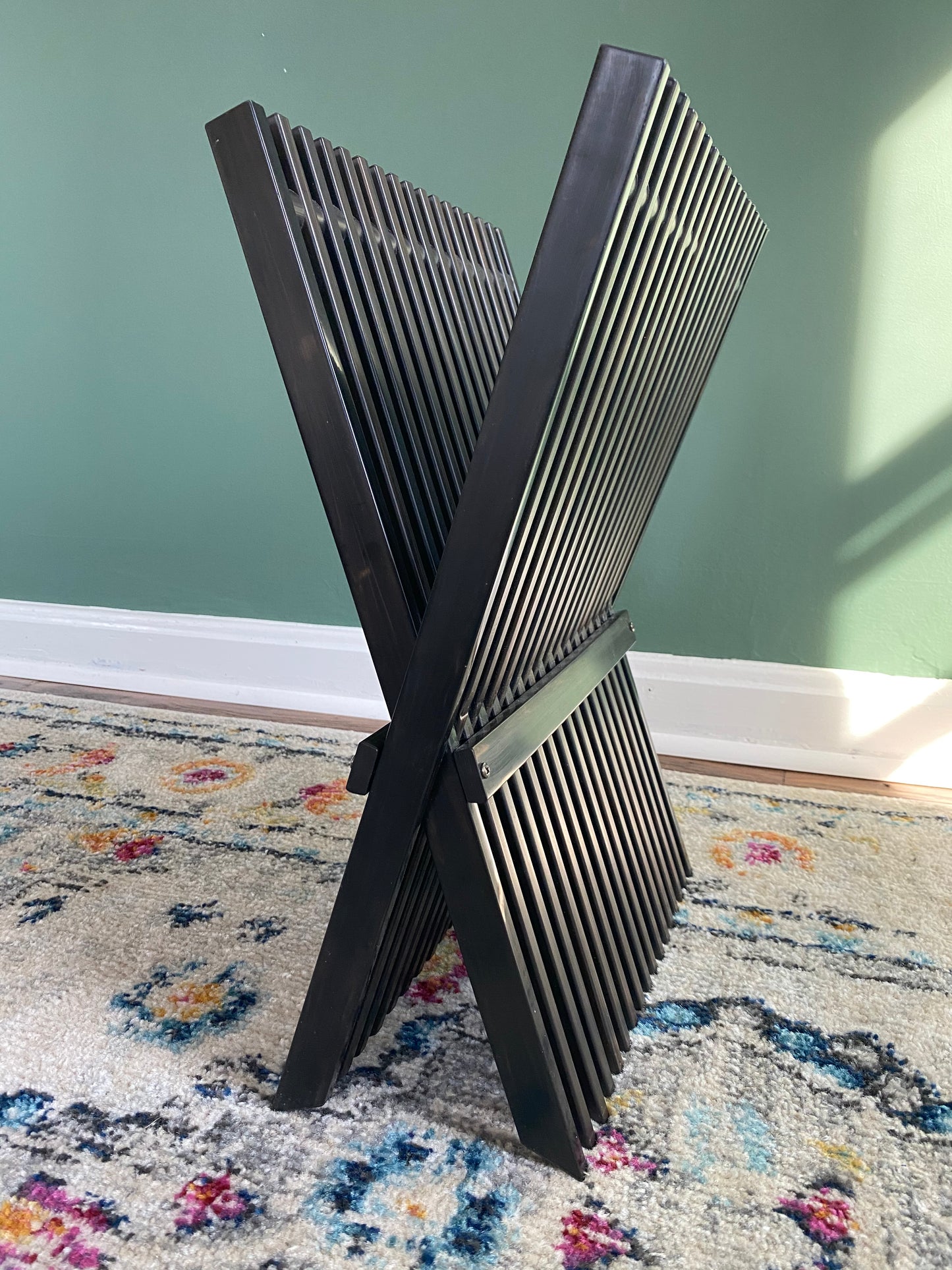 Mid Century Modern Black Acrylic Foldable Magazine Rack