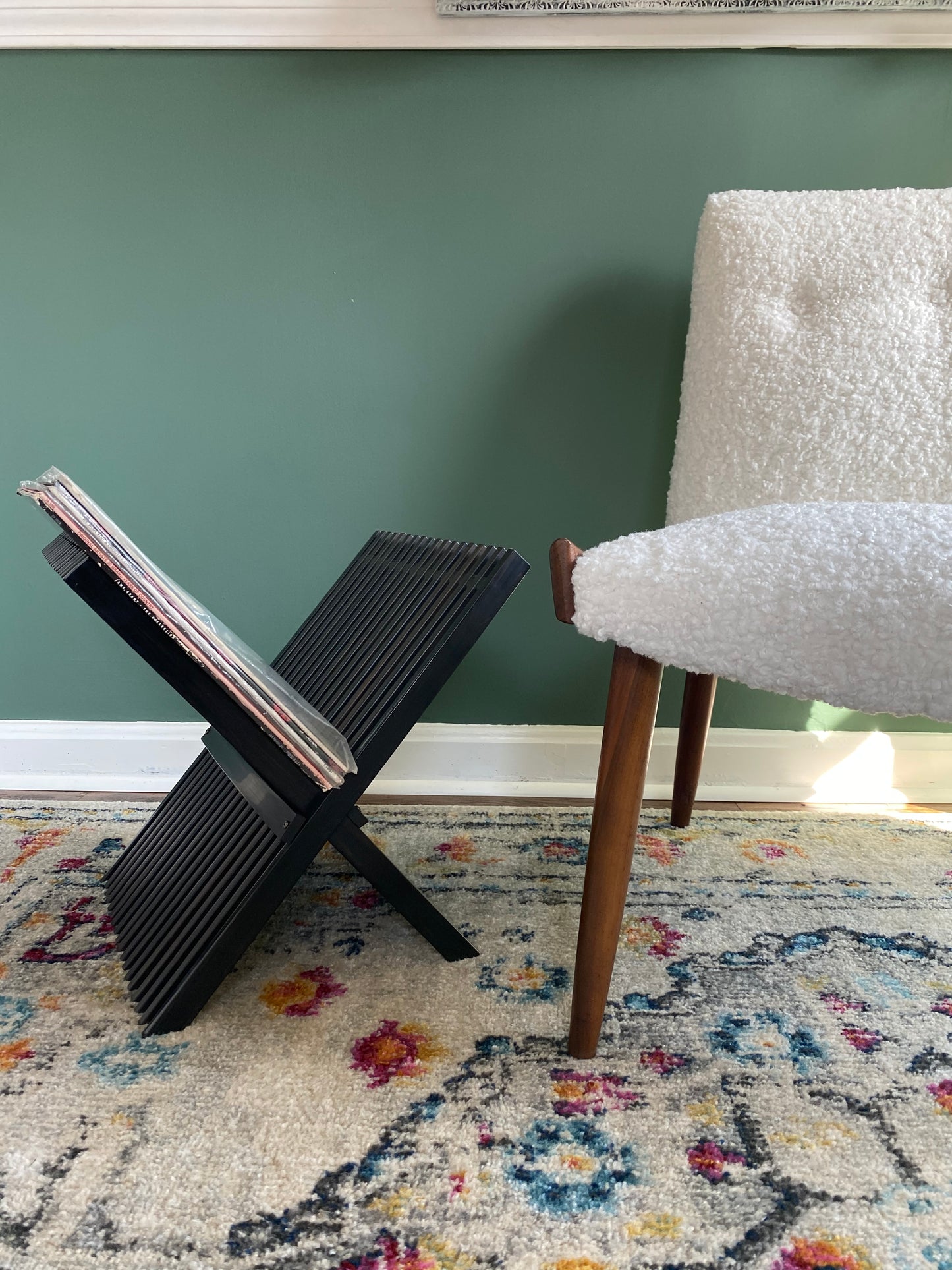 Mid Century Modern Black Acrylic Foldable Magazine Rack