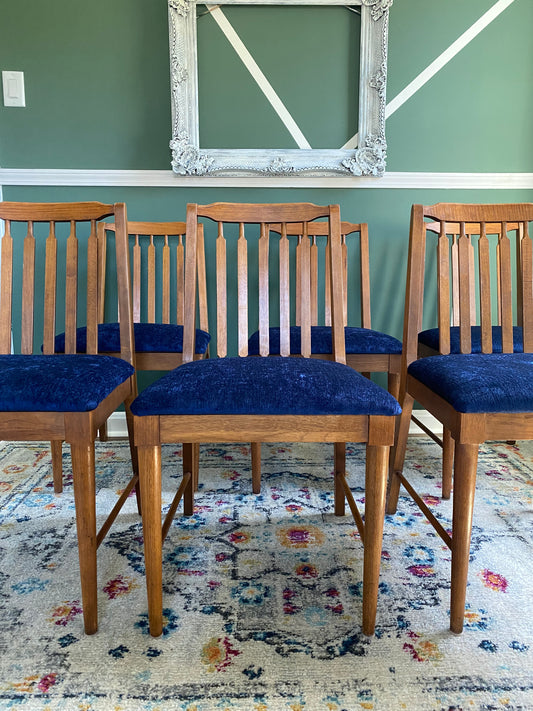 Set of 6 Mid-Century Modern Keller Style Wood Dining Chairs