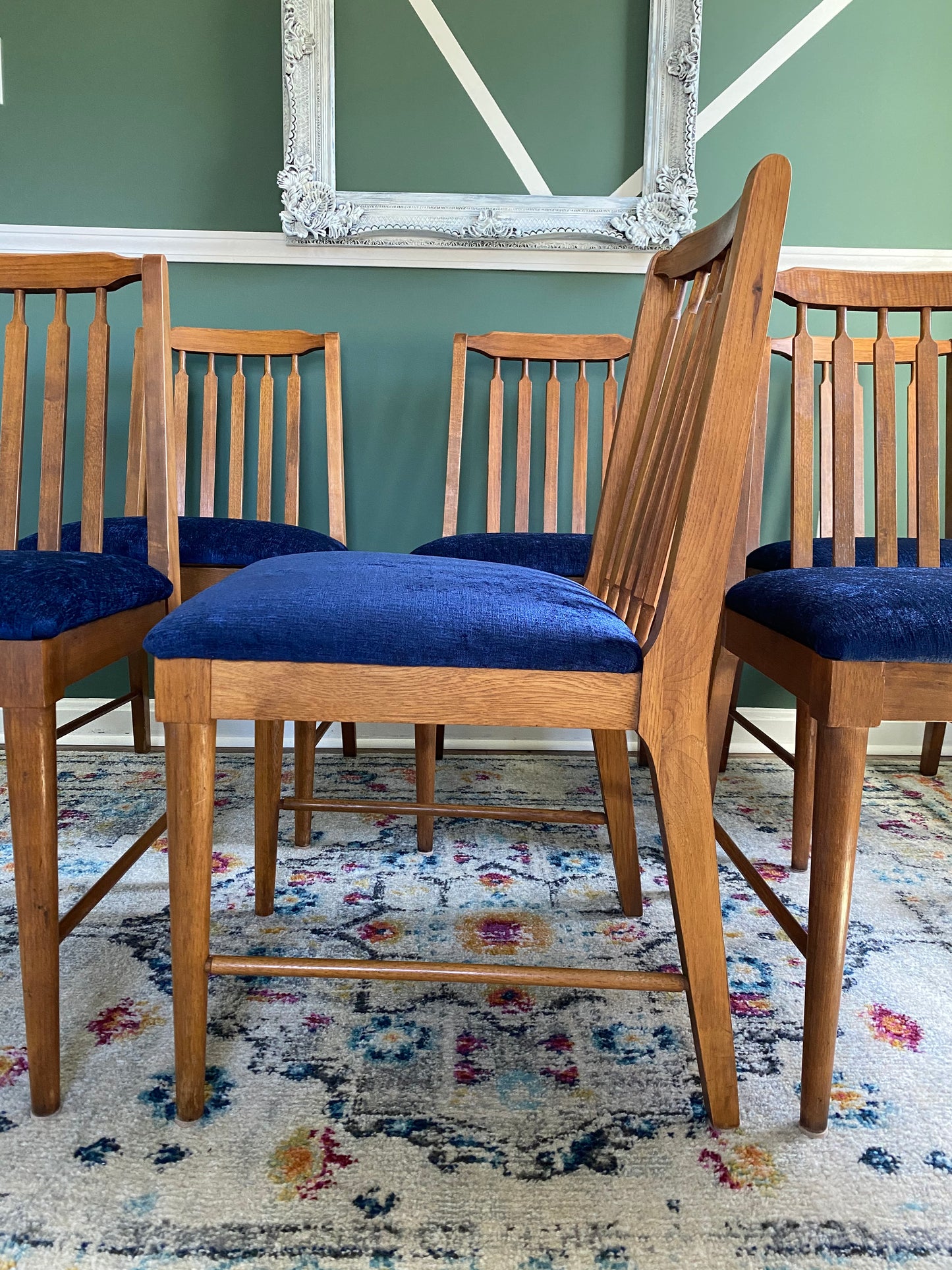 Set of 6 Mid-Century Modern Keller Style Wood Dining Chairs