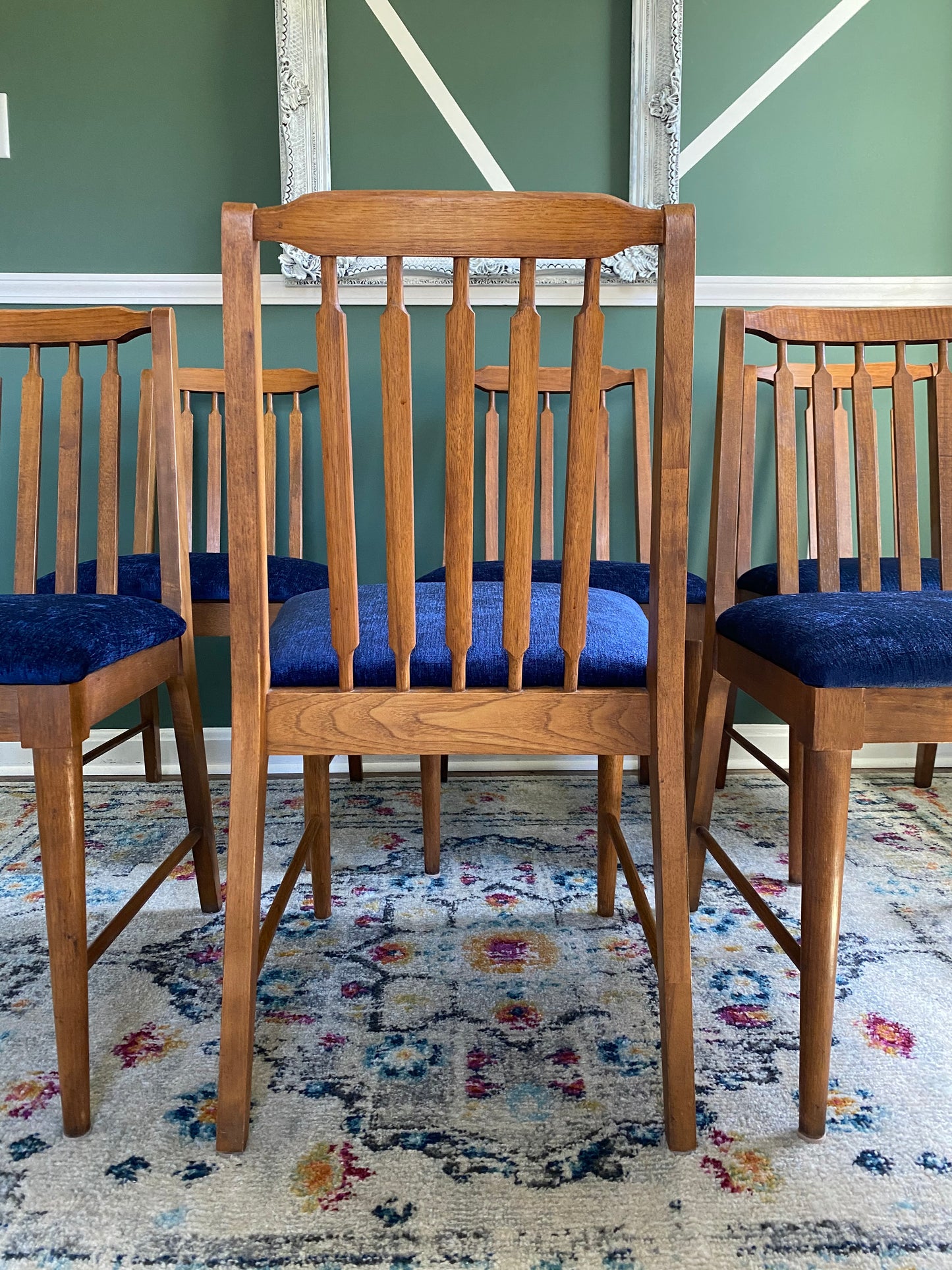 Set of 6 Mid-Century Modern Keller Style Wood Dining Chairs