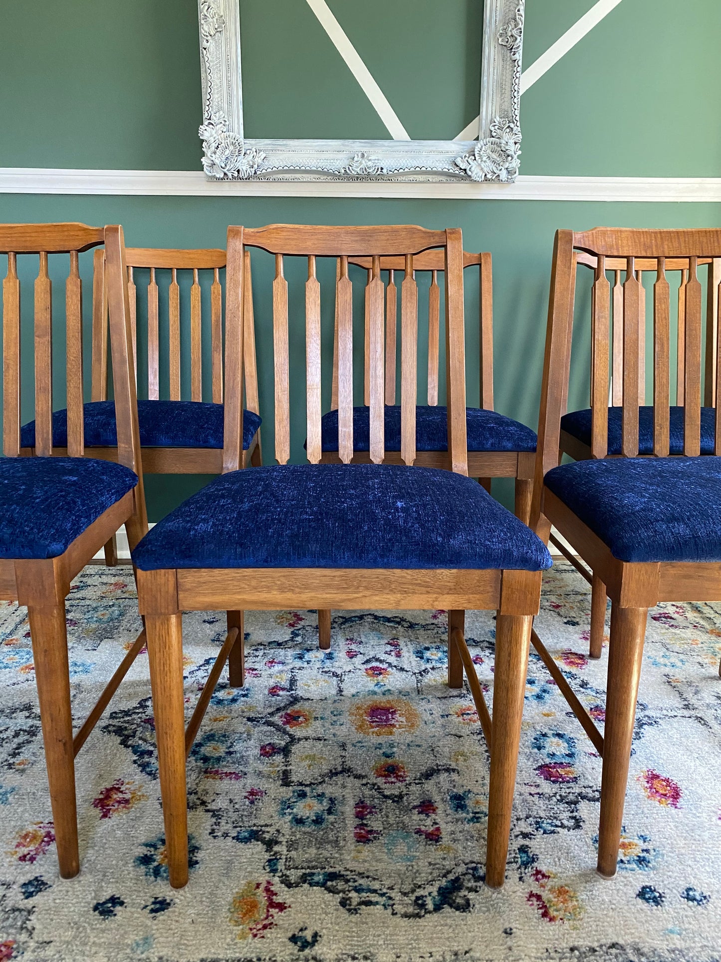 Set of 6 Mid-Century Modern Keller Style Wood Dining Chairs