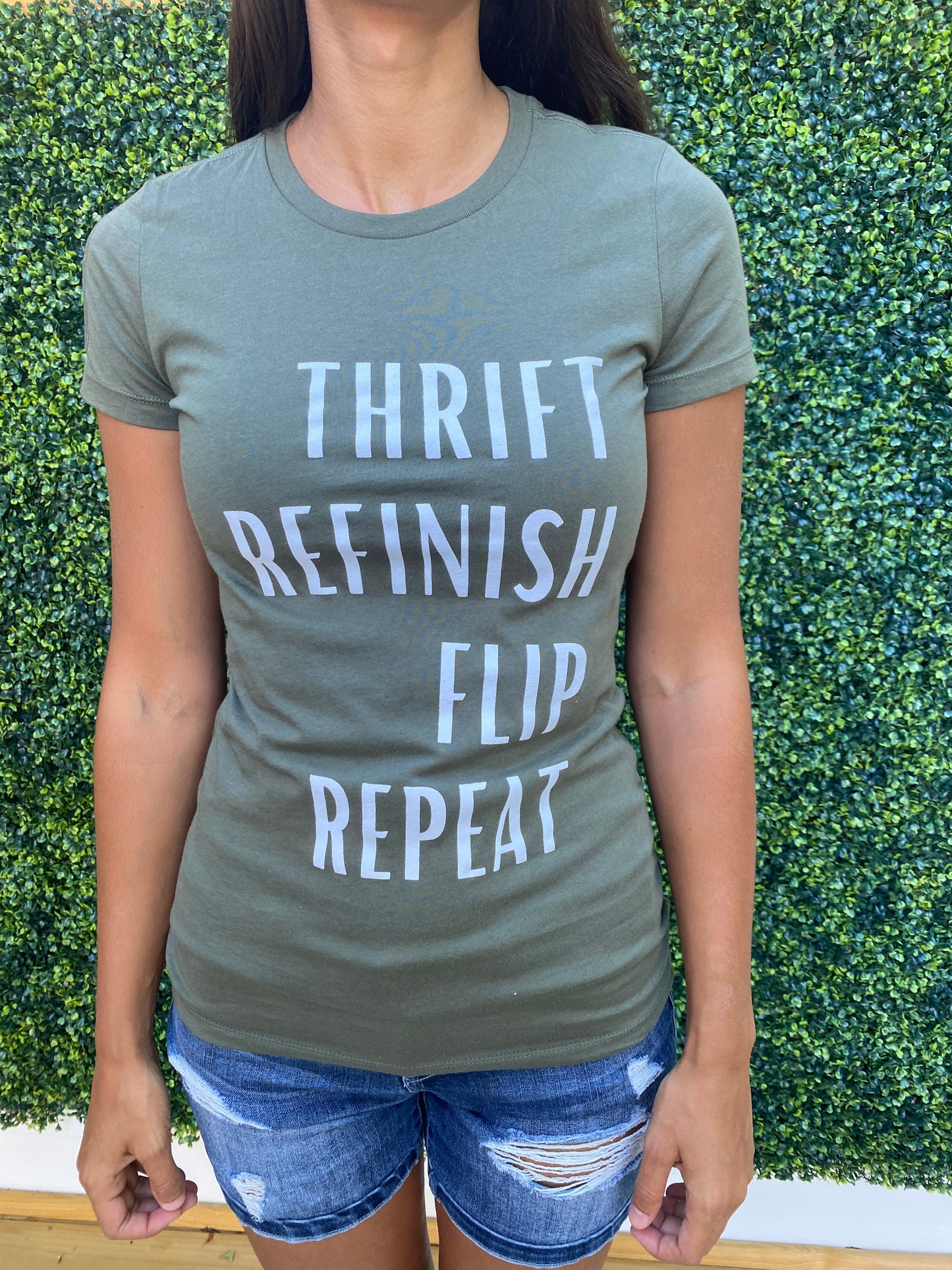 Thrift, Refinish, Flip, Repeat Green T-Shirt - Women's