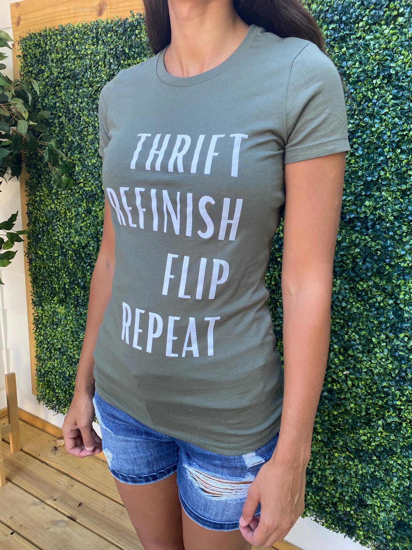 Thrift, Refinish, Flip, Repeat Green T-Shirt - Women's