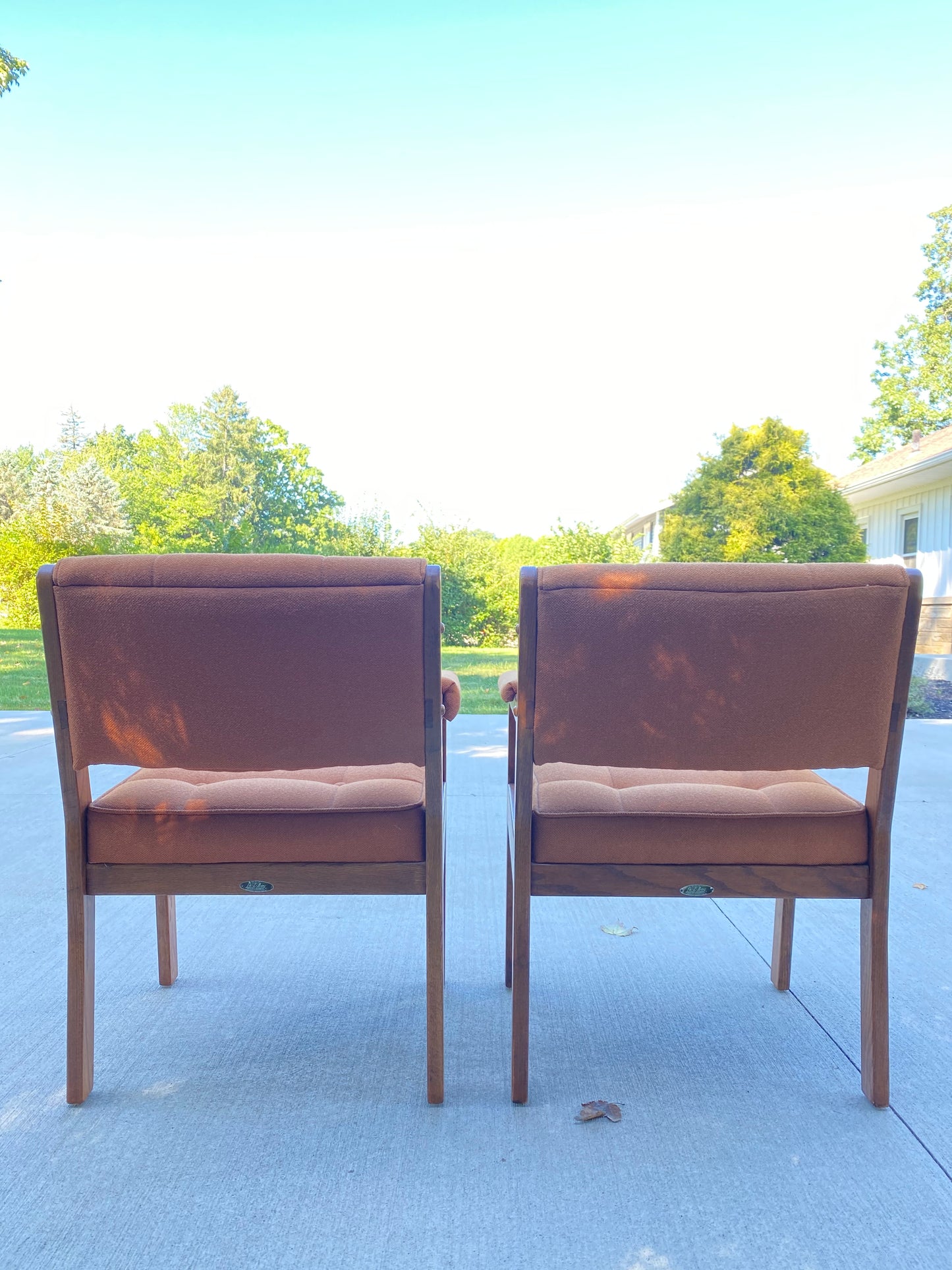 Set of 2 Orange Mid-Century Modern Style Accent Chairs