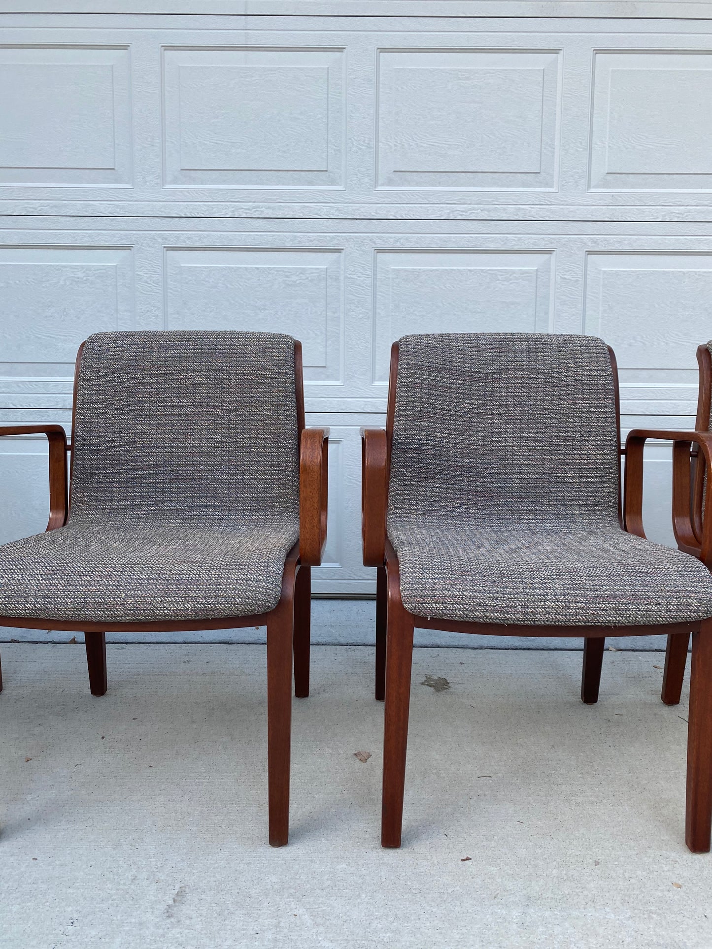 Set of 4 1970s Walnut Knoll Bill Stephens Arm Chairs