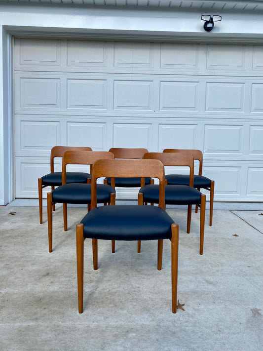 Set of Six Danish Modern Niels Moller No. 75 Teak Dining Chairs