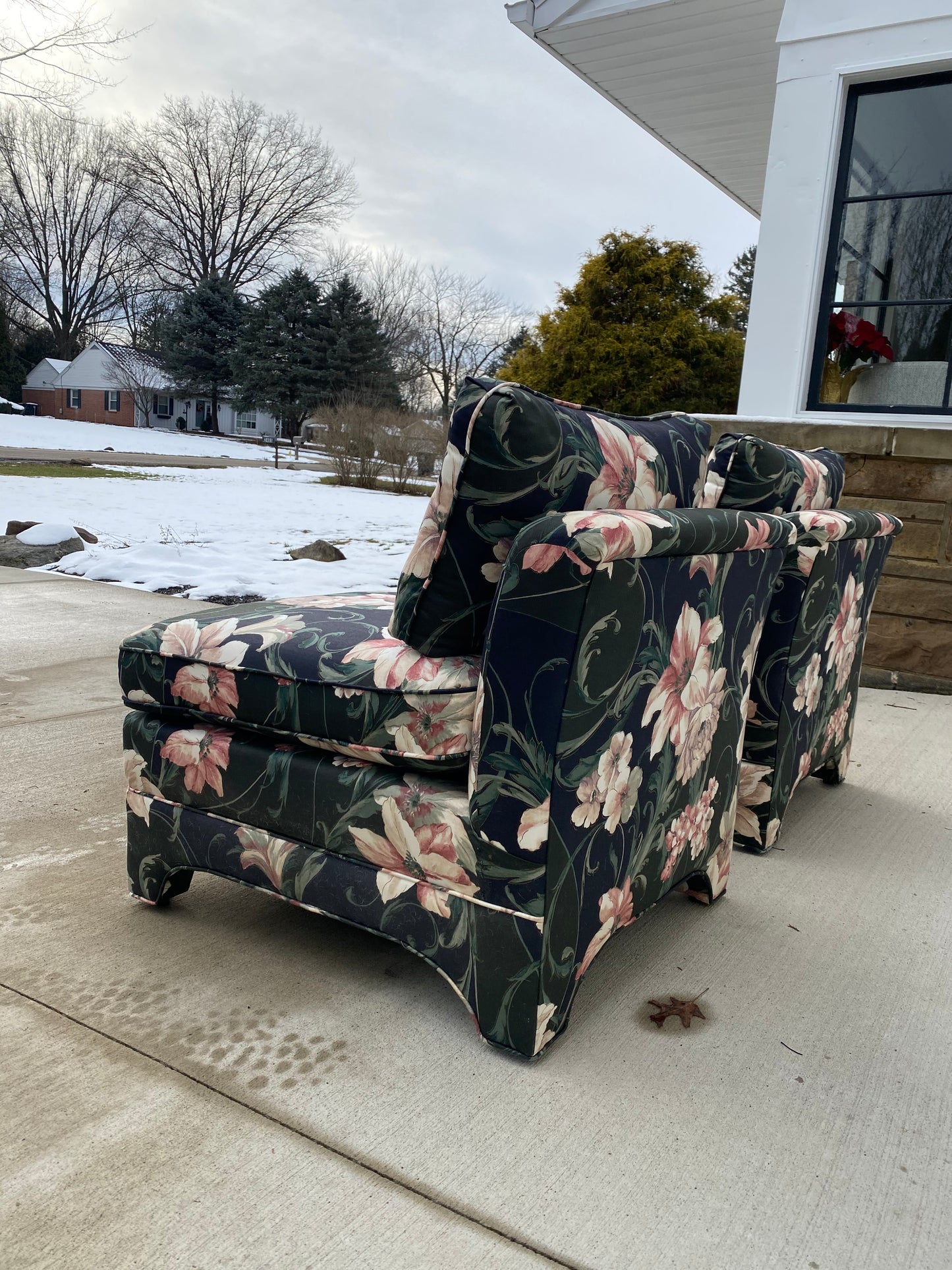 Pair of Century Lounge Chairs in Floral Print