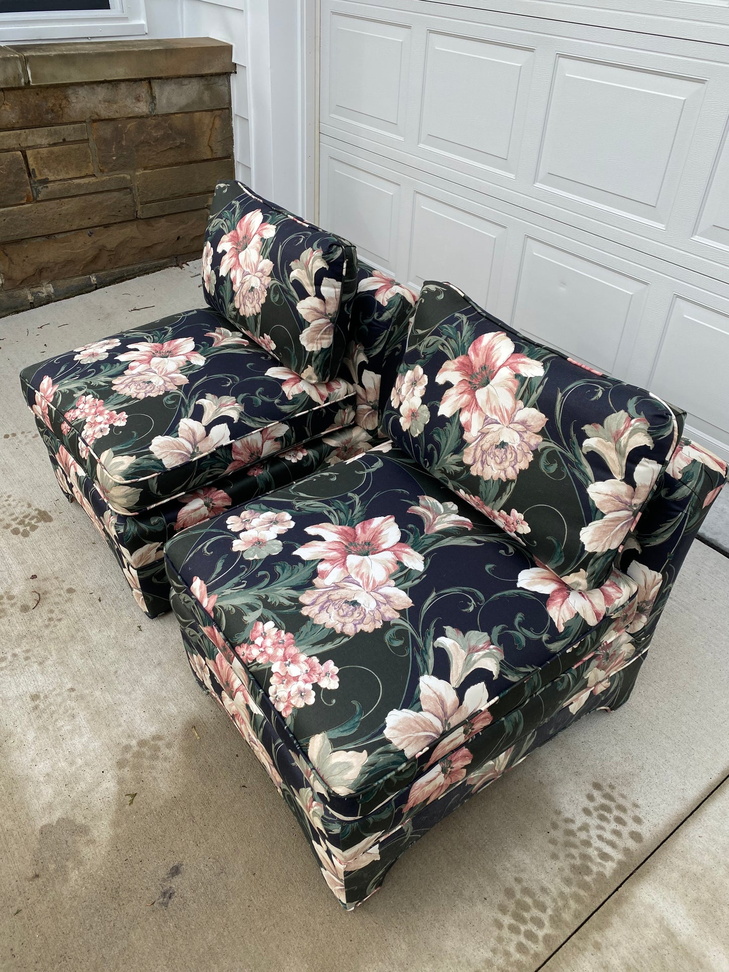 Pair of Century Lounge Chairs in Floral Print