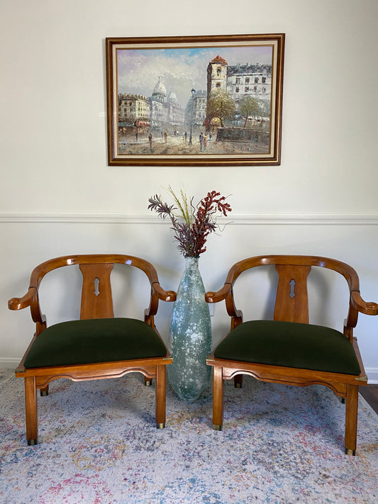 Pair of Mid-Century James Mont Style Ming Chinoiserie Accent Chairs