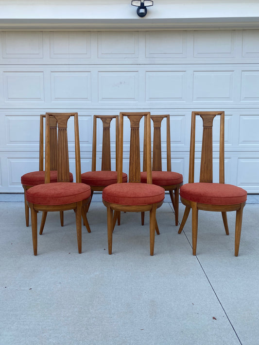 Reupholstered Set of 6 1960s Tomlinson “Sophisticate Collection” No.63 Dining Chairs