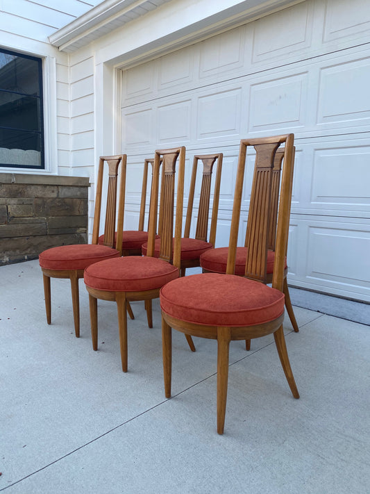Reupholstered Set of 6 1960s Tomlinson “Sophisticate Collection” No.63 Dining Chairs