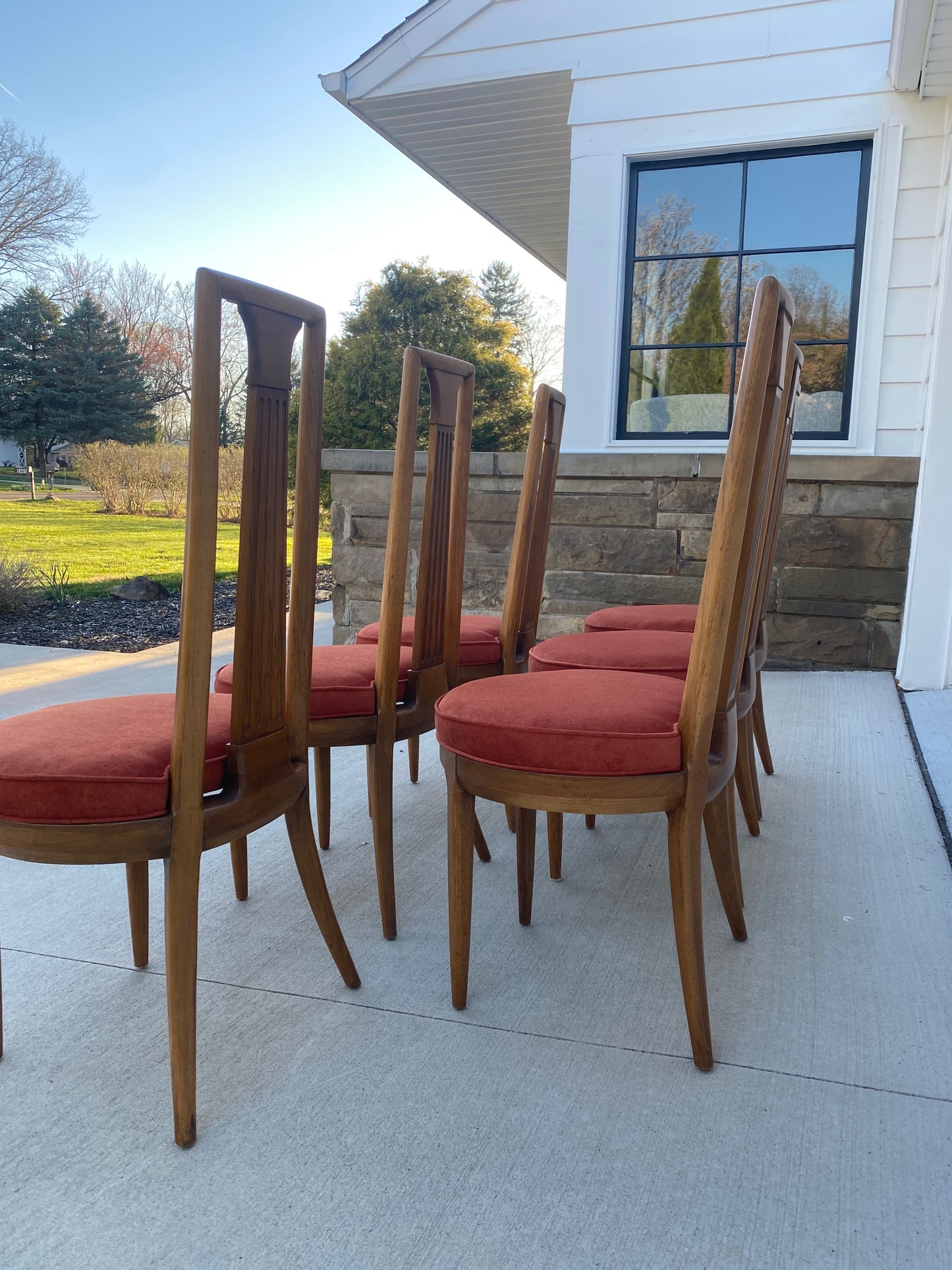 Reupholstered Set of 6 1960s Tomlinson “Sophisticate Collection” No.63 Dining Chairs