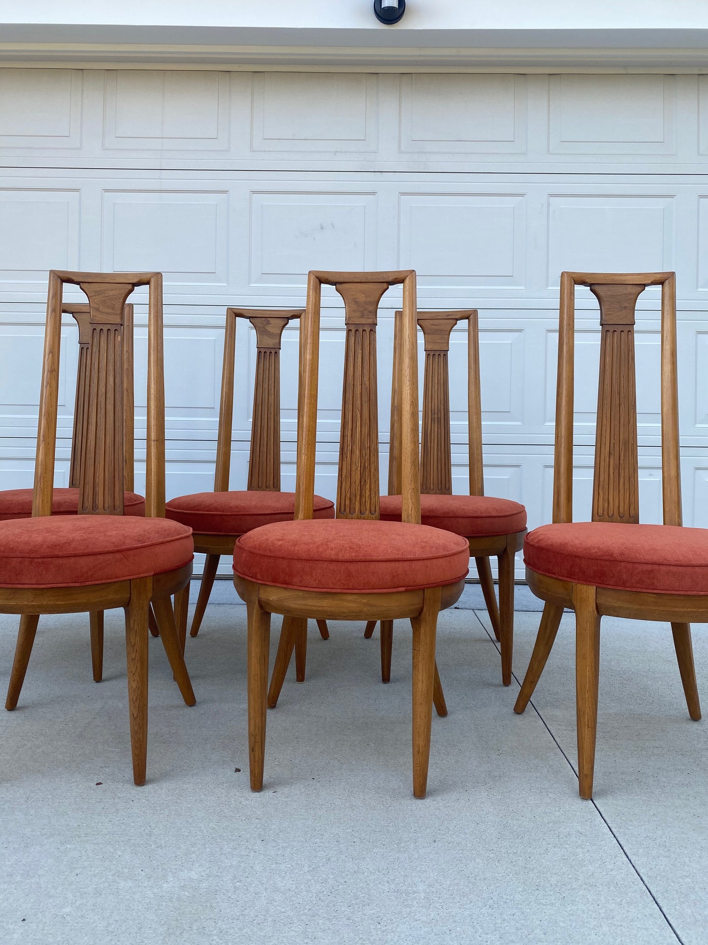 Reupholstered Set of 6 1960s Tomlinson “Sophisticate Collection” No.63 Dining Chairs