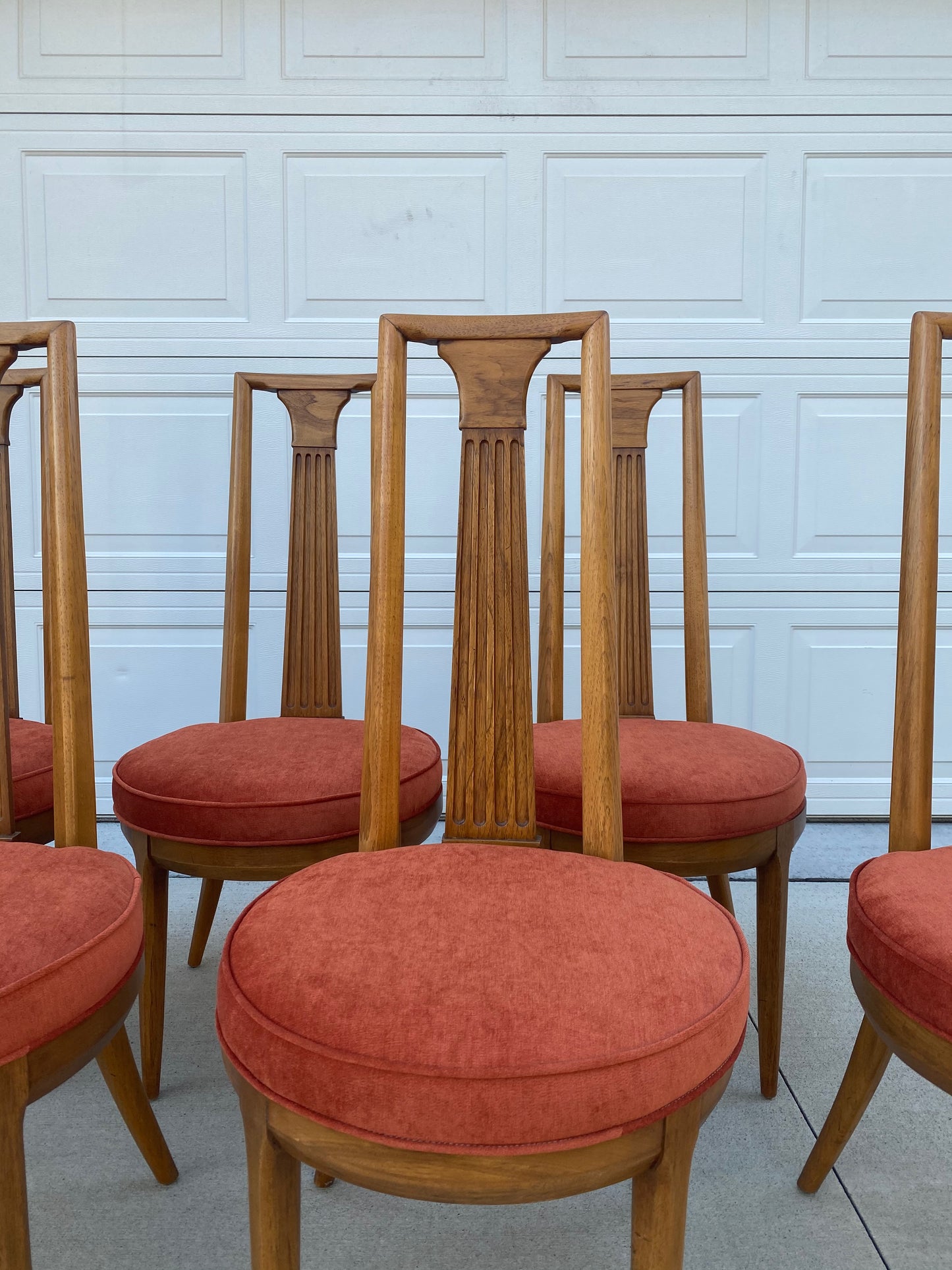 Reupholstered Set of 6 1960s Tomlinson “Sophisticate Collection” No.63 Dining Chairs