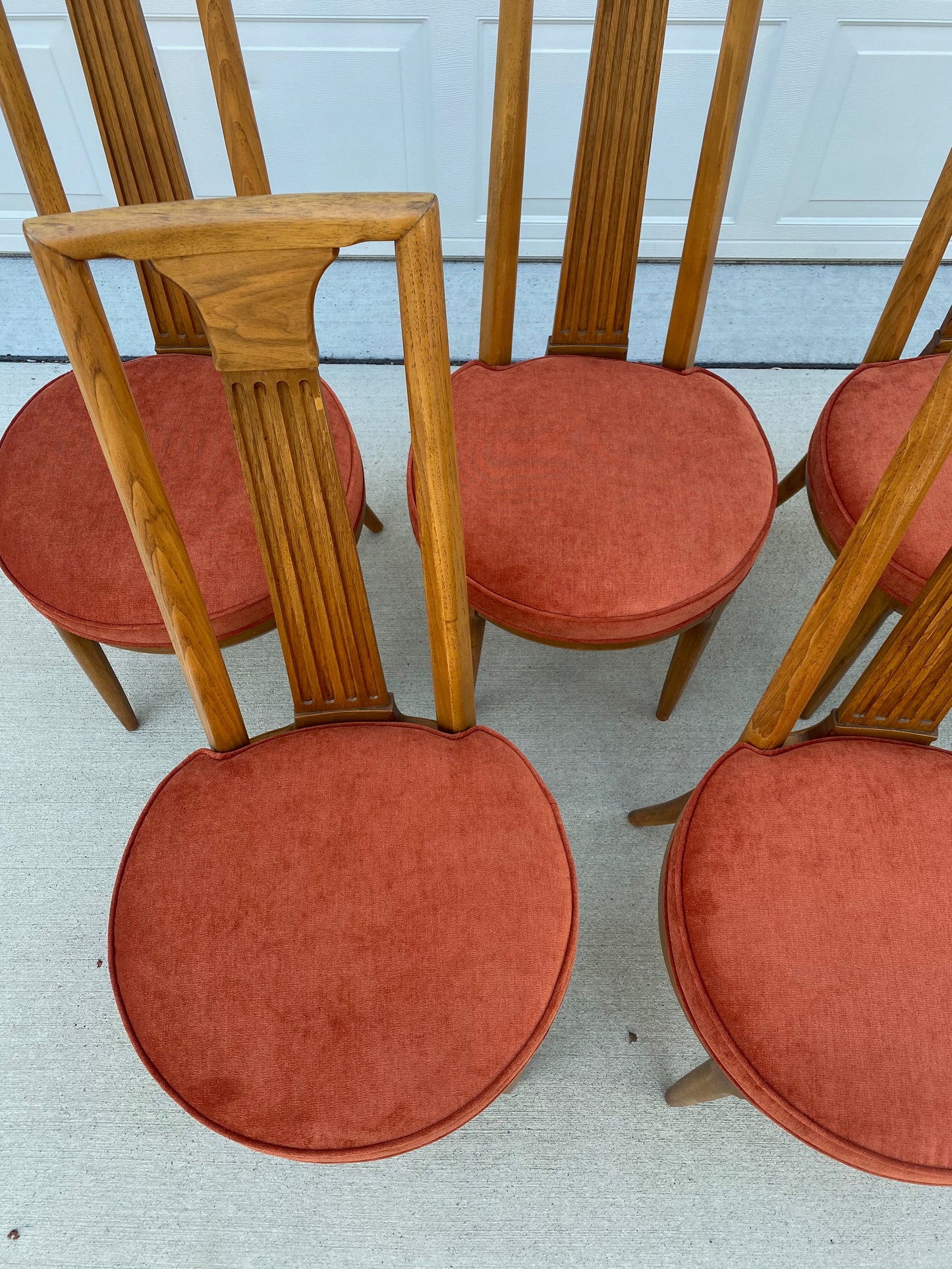 Reupholstered Set of 6 1960s Tomlinson “Sophisticate Collection” No.63 Dining Chairs