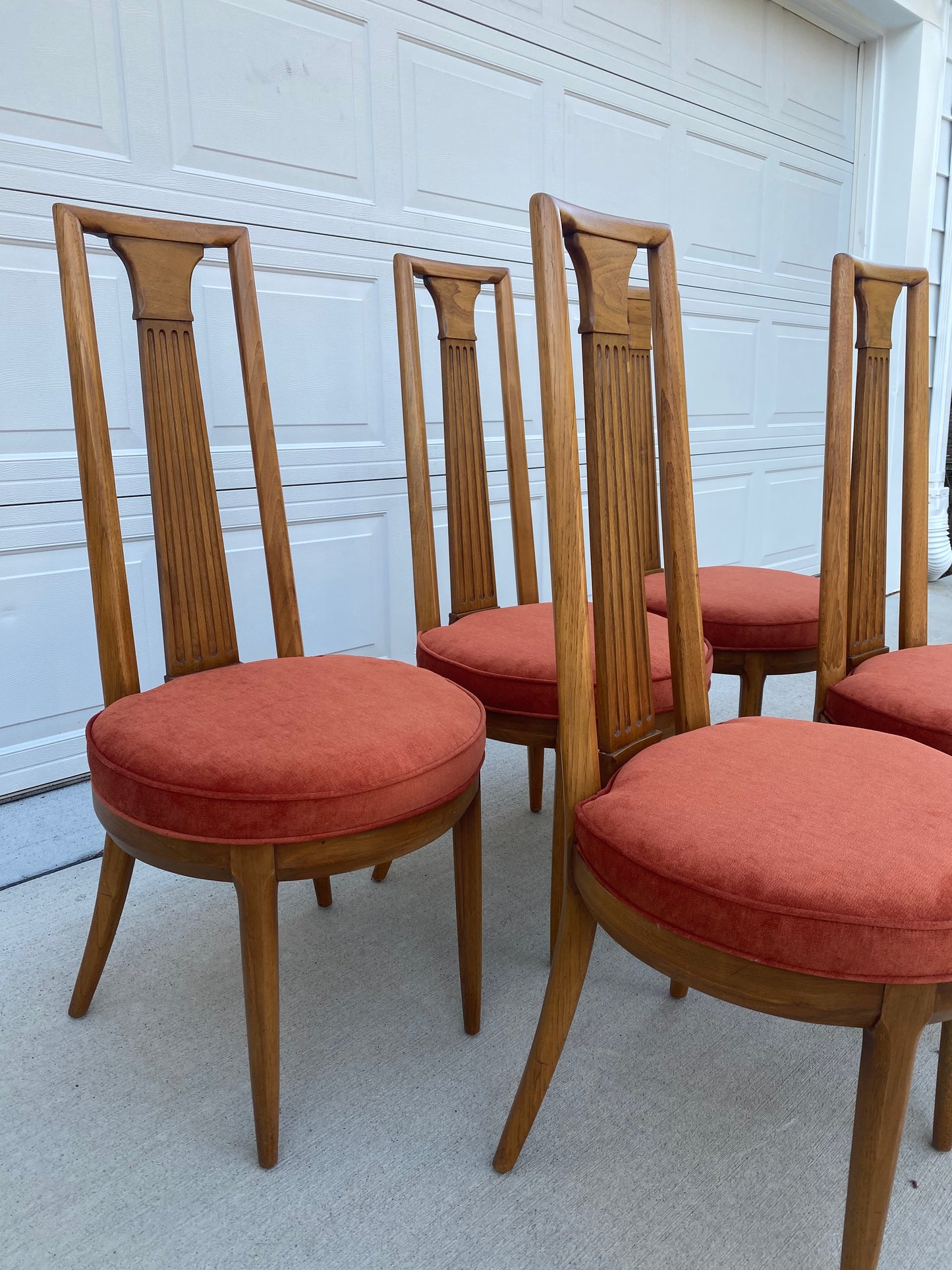 Reupholstered Set of 6 1960s Tomlinson “Sophisticate Collection” No.63 Dining Chairs