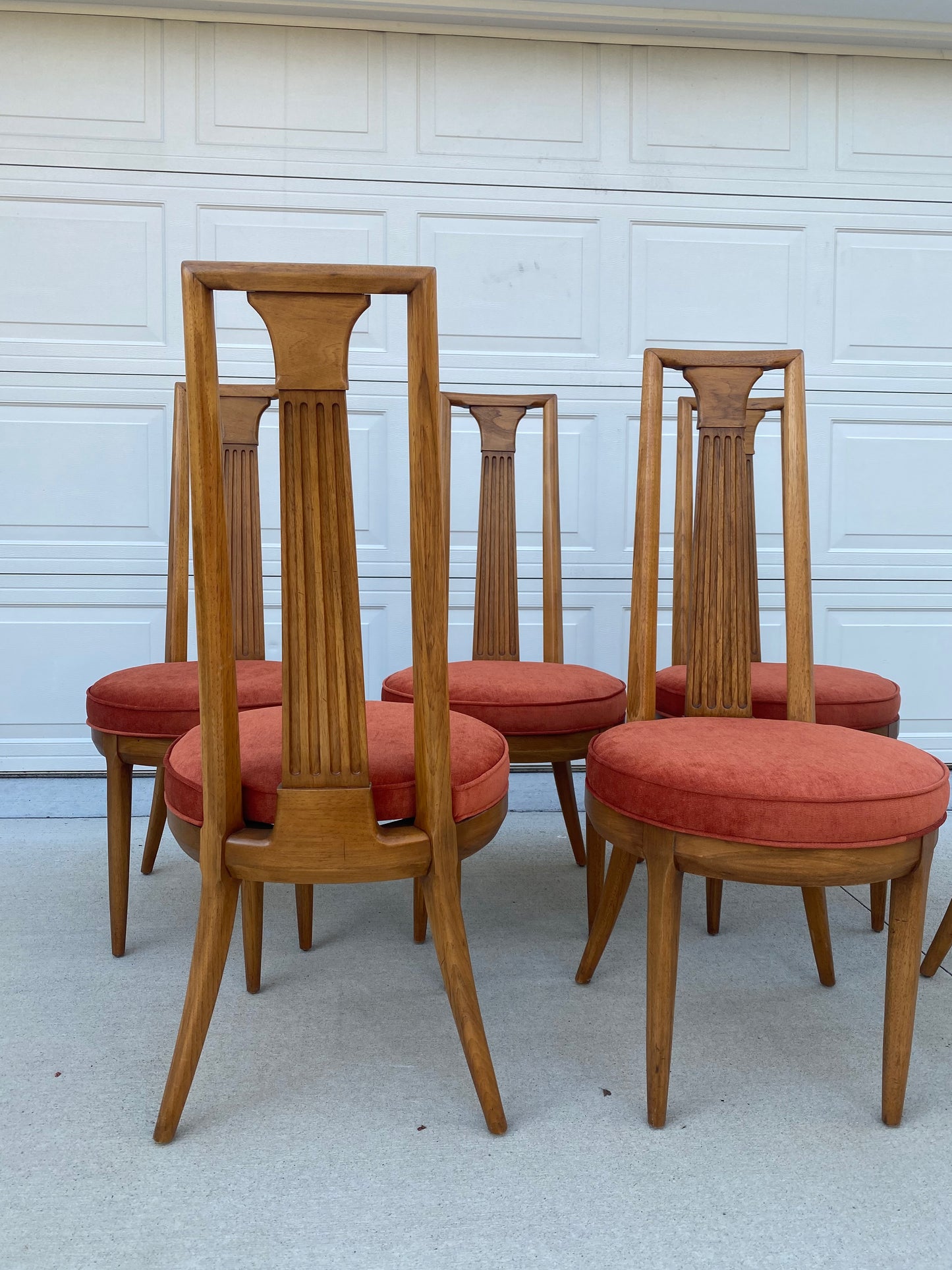 Reupholstered Set of 6 1960s Tomlinson “Sophisticate Collection” No.63 Dining Chairs