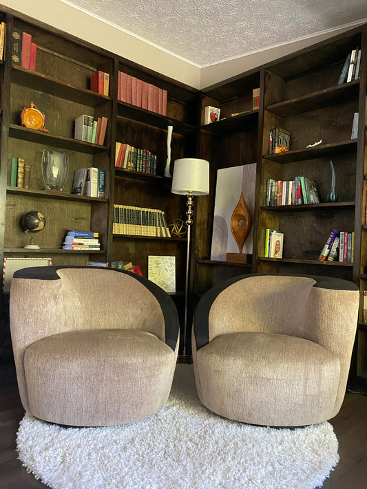 Pair of Vladimir Kagan for Weiman "Nautilus" Swivel Chairs