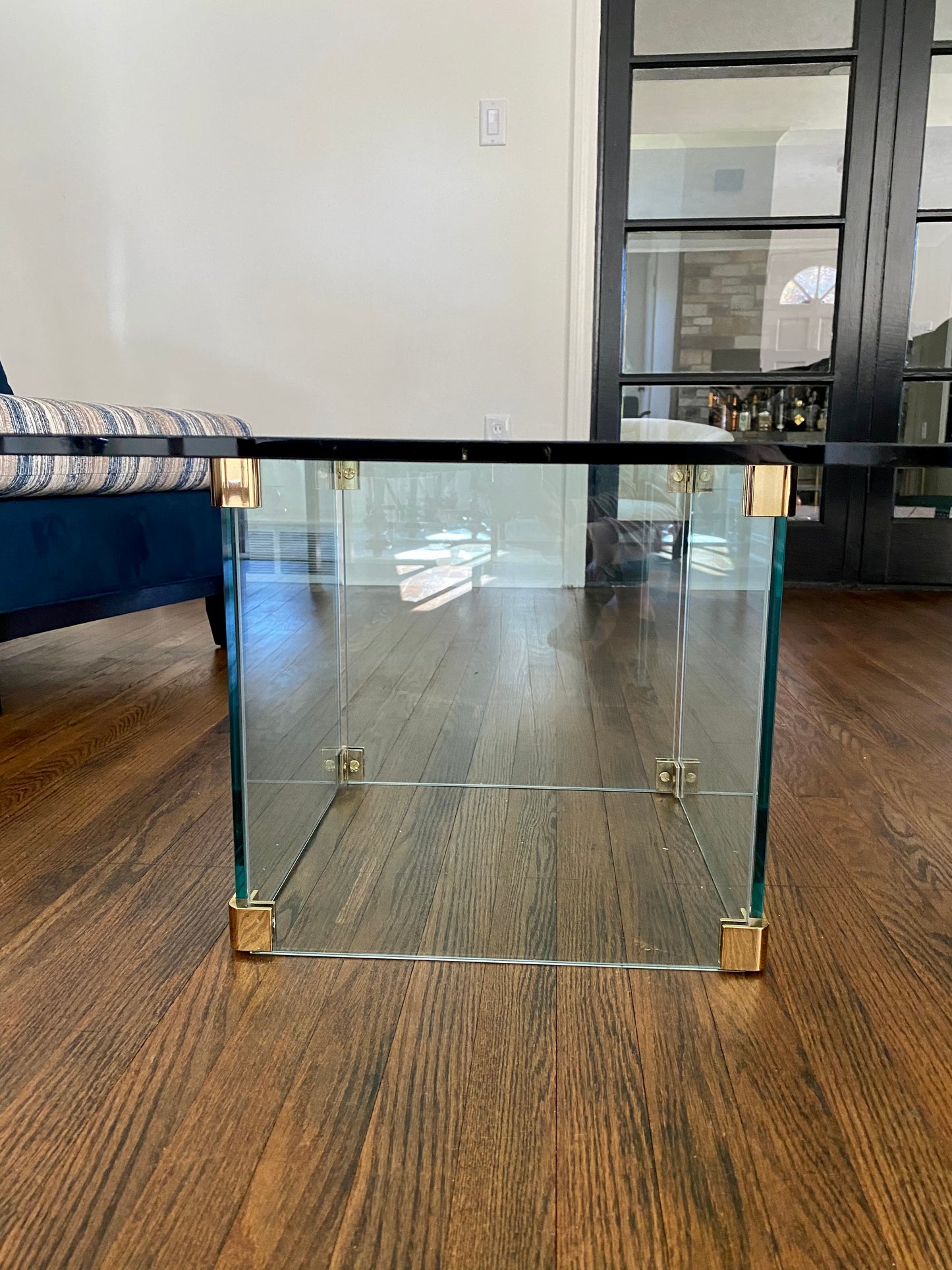 Large Square Glass Coffee Table in the Style of Leon Rosen for Pace Collection