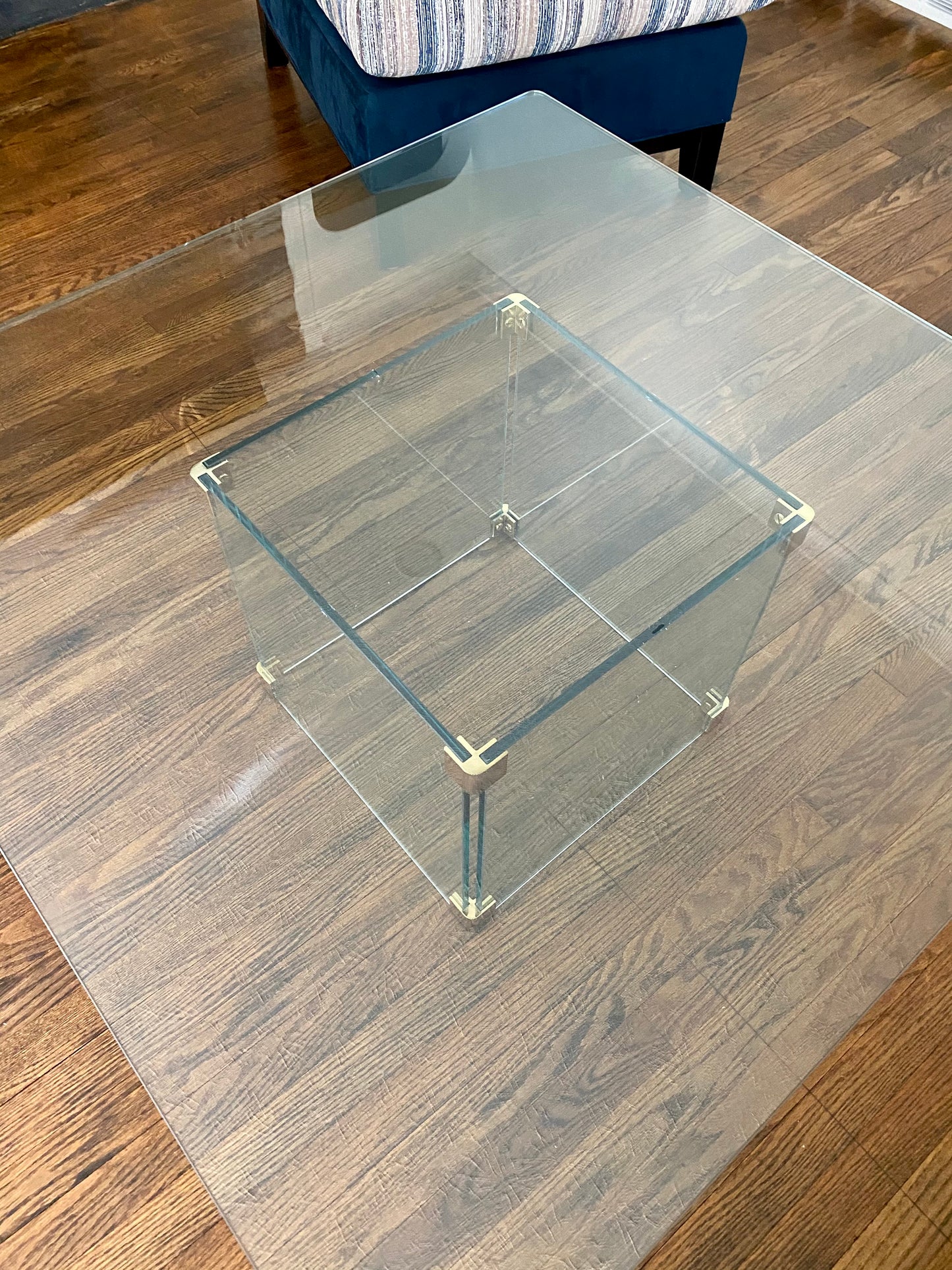 Large Square Glass Coffee Table in the Style of Leon Rosen for Pace Collection