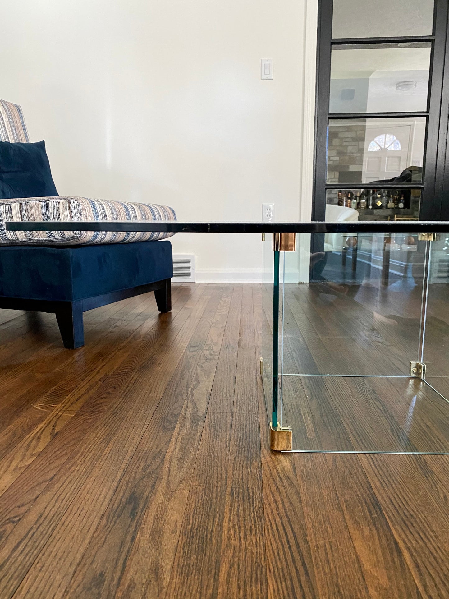 Large Square Glass Coffee Table in the Style of Leon Rosen for Pace Collection