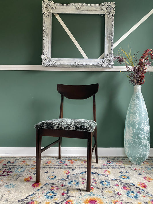 Reupholstered Emerald Green Dark Walnut MCM Accent Chair