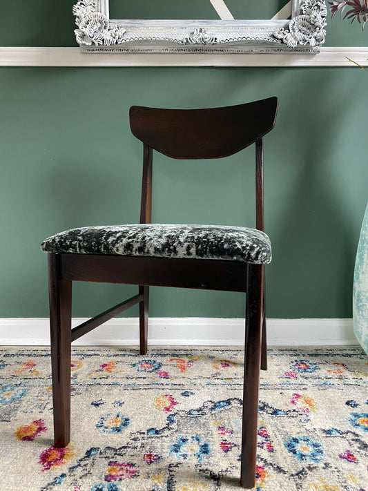 Reupholstered Emerald Green Dark Walnut MCM Accent Chair